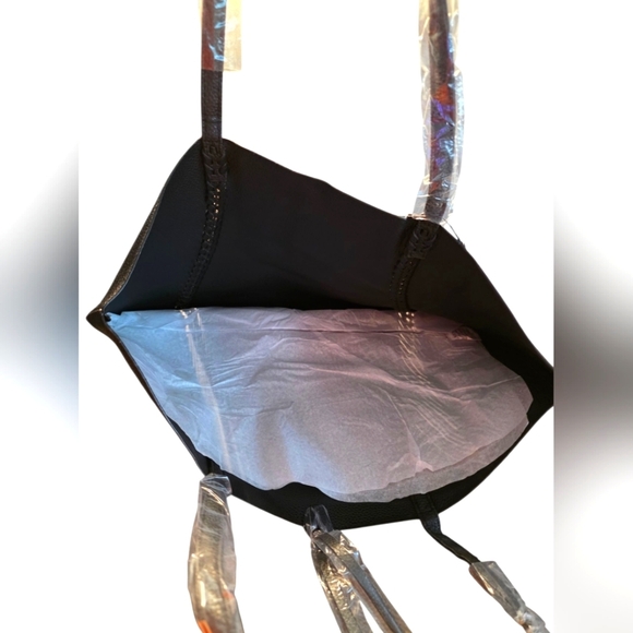 Badgley Mischka Black Tote Bag with Gold Chain Accents - Picture 3 of 6